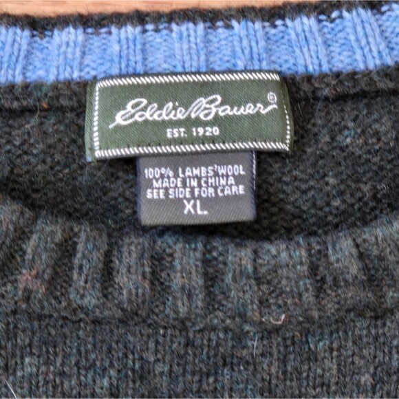 EDDIE BAUER wool sweater Nordic Cabin-core Ski Snow Green - Picture 6 of 10